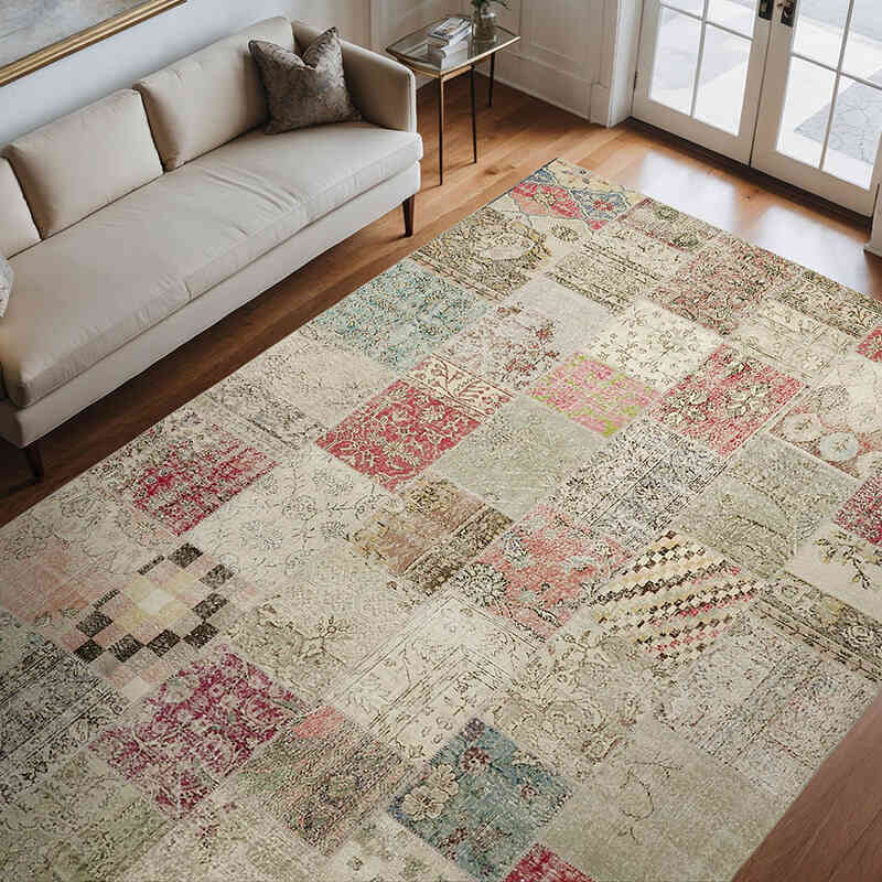 Patchwork Hand-Knotted Turkish Rug - 8' 2" x 11' 6" (98" x 138") - K0064647