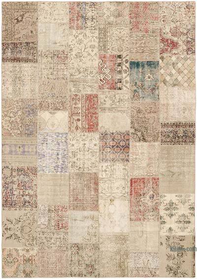 Patchwork Hand-Knotted Turkish Rug - 8' 2" x 11' 6" (98" x 138")