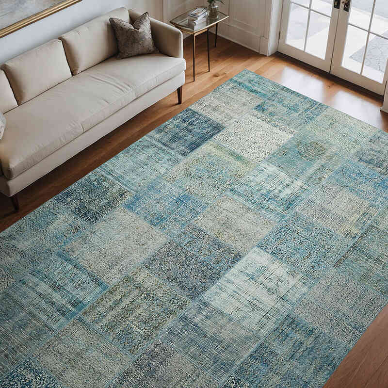 Patchwork Hand-Knotted Turkish Rug - 8' 2" x 11' 6" (98" x 138") - K0064650
