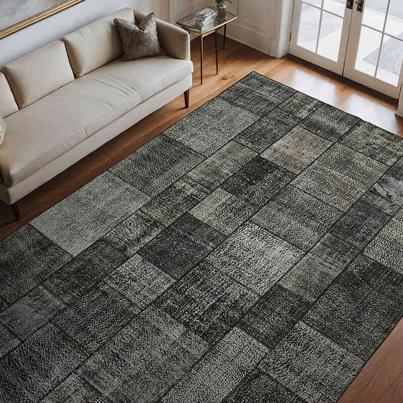 Patchwork Hand-Knotted Turkish Rug - 8' 2" x 11' 6" (98" x 138") - K0064653