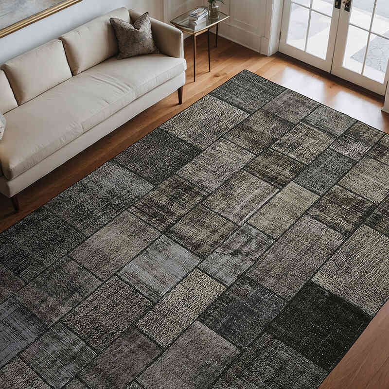 Patchwork Hand-Knotted Turkish Rug - 8' 2" x 11' 6" (98" x 138") - K0064654