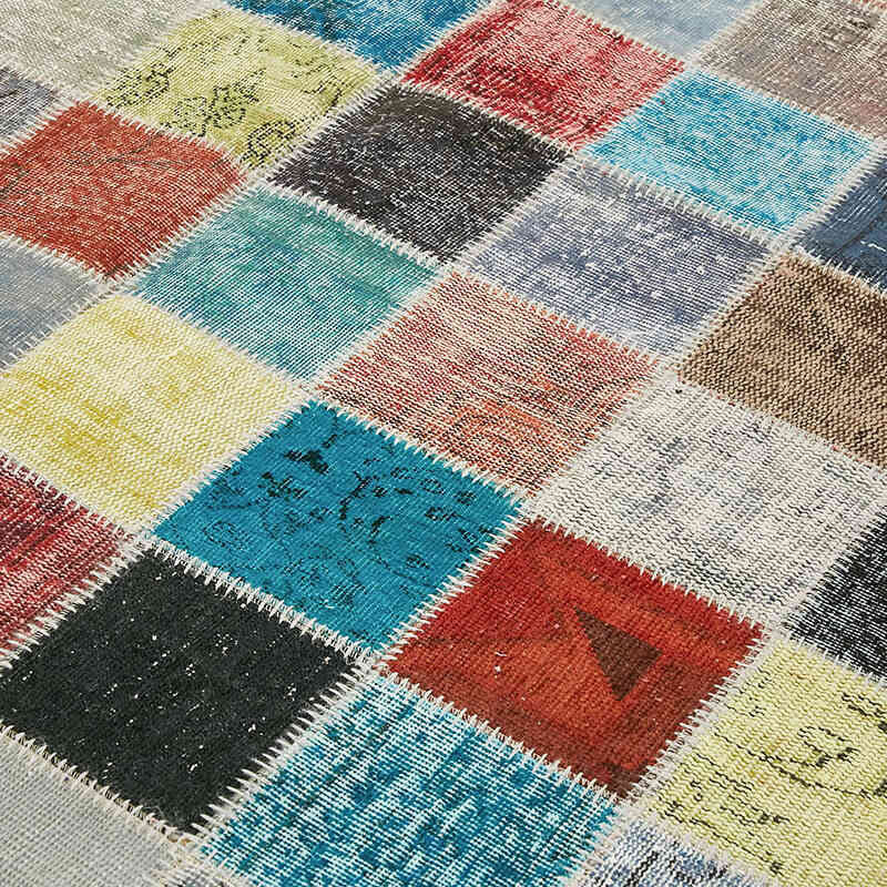 Patchwork Hand-Knotted Turkish Rug - 8' 6" x 11' 3" (102" x 135") - K0064655