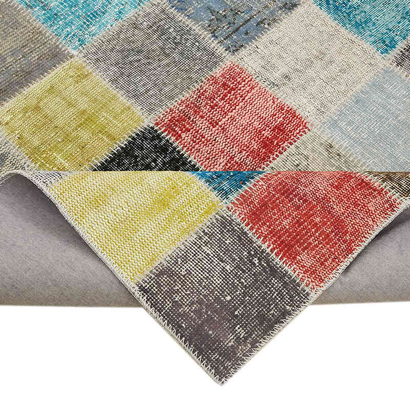 Patchwork Hand-Knotted Turkish Rug - 8' 6" x 11' 3" (102" x 135") - K0064655