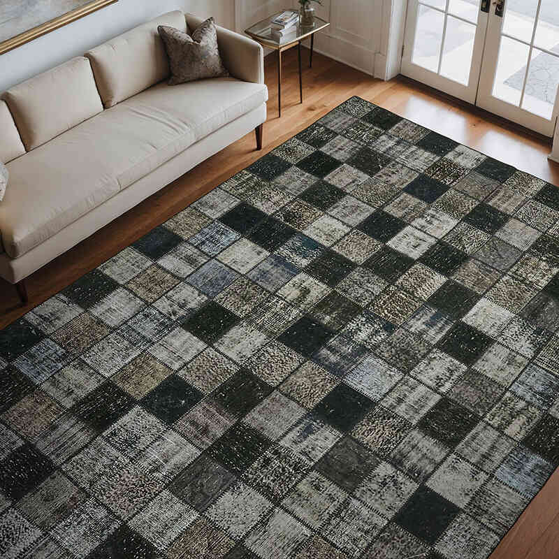 Patchwork Hand-Knotted Turkish Rug - 8' 4" x 11' 3" (100" x 135") - K0064660
