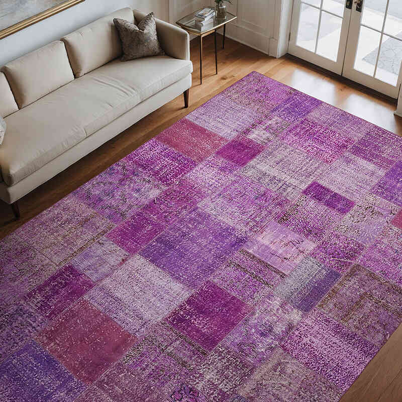 Patchwork Hand-Knotted Turkish Rug - 8' 2" x 11' 6" (98" x 138") - K0064665