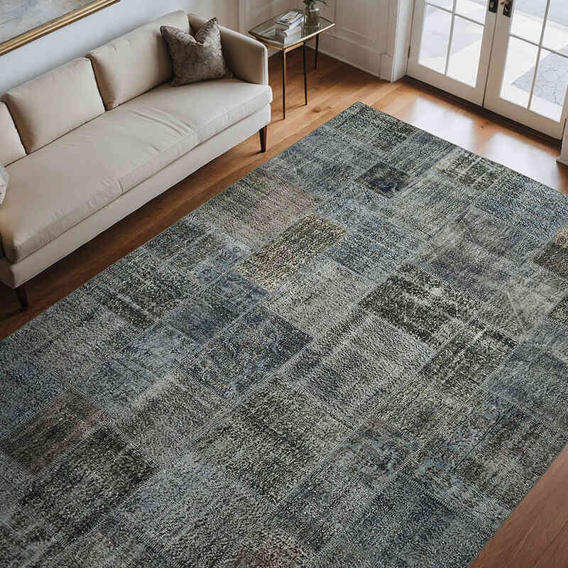 Patchwork Hand-Knotted Turkish Rug - 8' 2" x 11' 6" (98" x 138") - K0064671