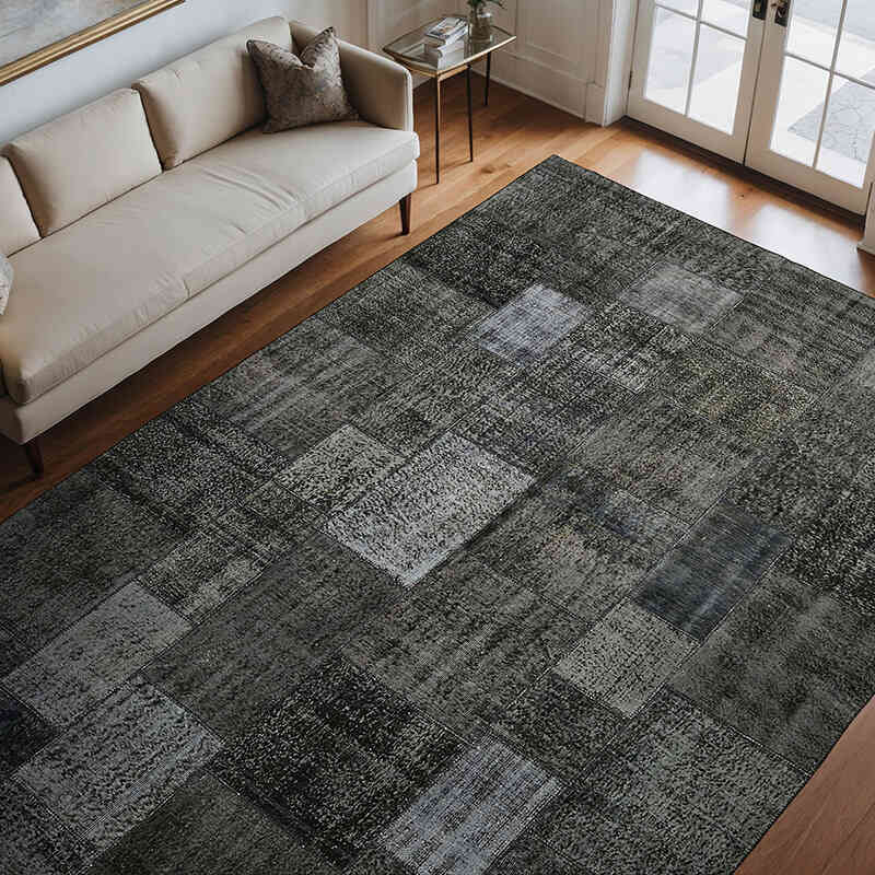 Patchwork Hand-Knotted Turkish Rug - 8' 2" x 11' 6" (98" x 138") - K0064679