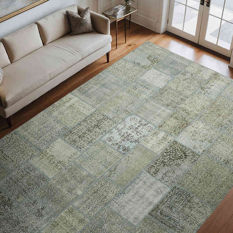 Patchwork Hand-Knotted Turkish Rug - 8' 4" x 11' 6" (100" x 138") - K0064682