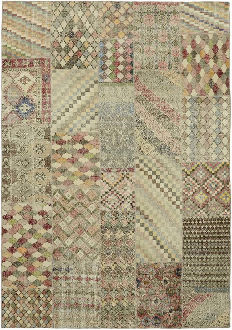 Patchwork Hand-Knotted Turkish Rug - 8' 2" x 11' 6" (98" x 138") - K0064691