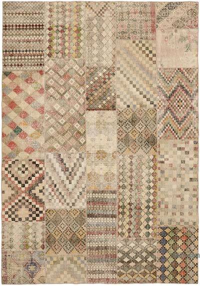 Patchwork Hand-Knotted Turkish Rug - 8' 2" x 11' 6" (98" x 138")