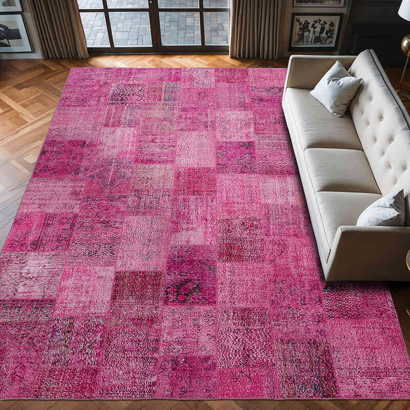 Patchwork Hand-Knotted Turkish Rug - 9' 10" x 13' 1" (118" x 157") - K0064711