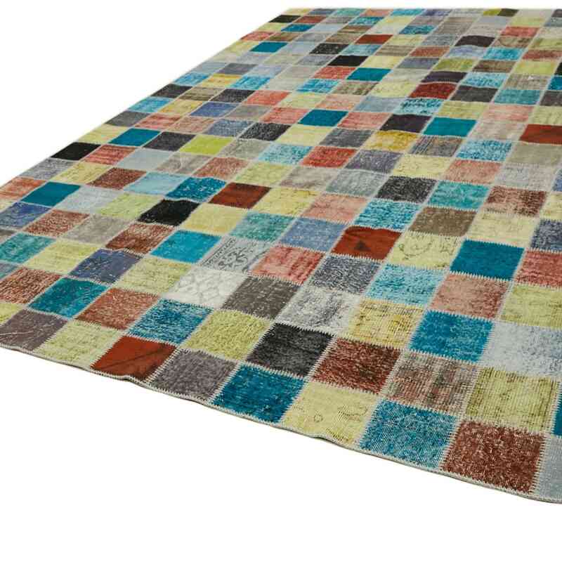 Patchwork Hand-Knotted Turkish Rug - 9' 10" x 13' 5" (118" x 161") - K0064724