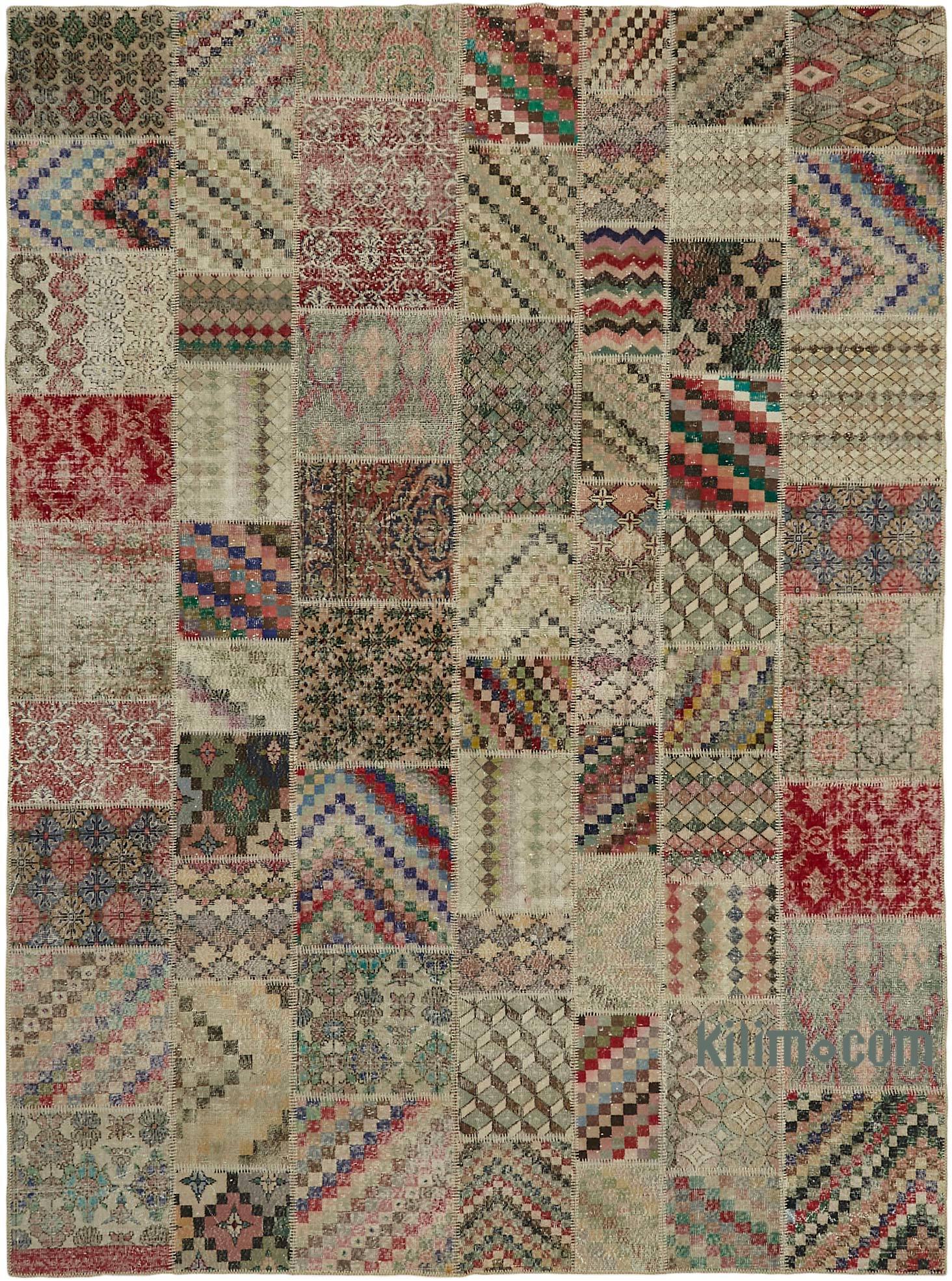 Patchwork Hand-Knotted Turkish Rug - 9' 9 x 13' 1 (117 x 157)