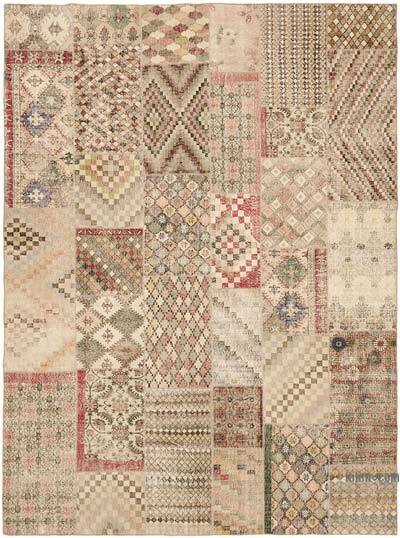 Patchwork Hand-Knotted Turkish Rug - 9' 10" x 13' 1" (118" x 157")