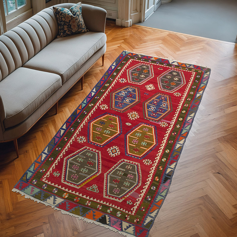 Vintage Sarkisla Kilim Rug - 5'  x 10' 2" (60" x 122") - K0064759