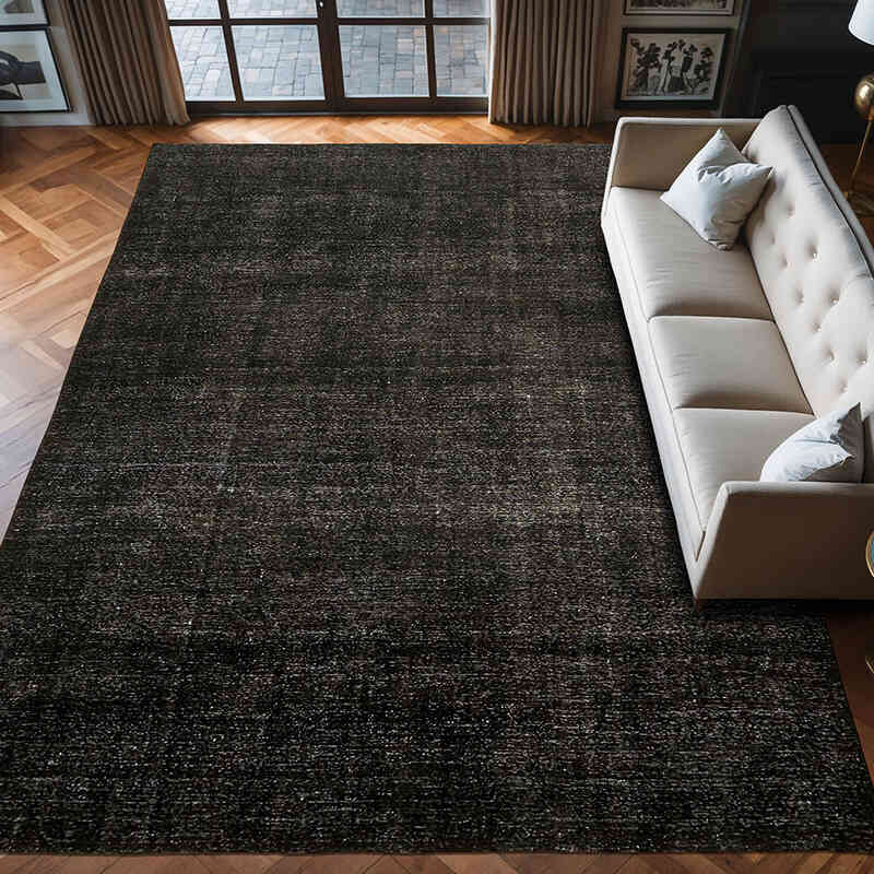 Negro Alfombra Turca Vintage Sobre-teñida - 291 cm x 400 cm - K0064782