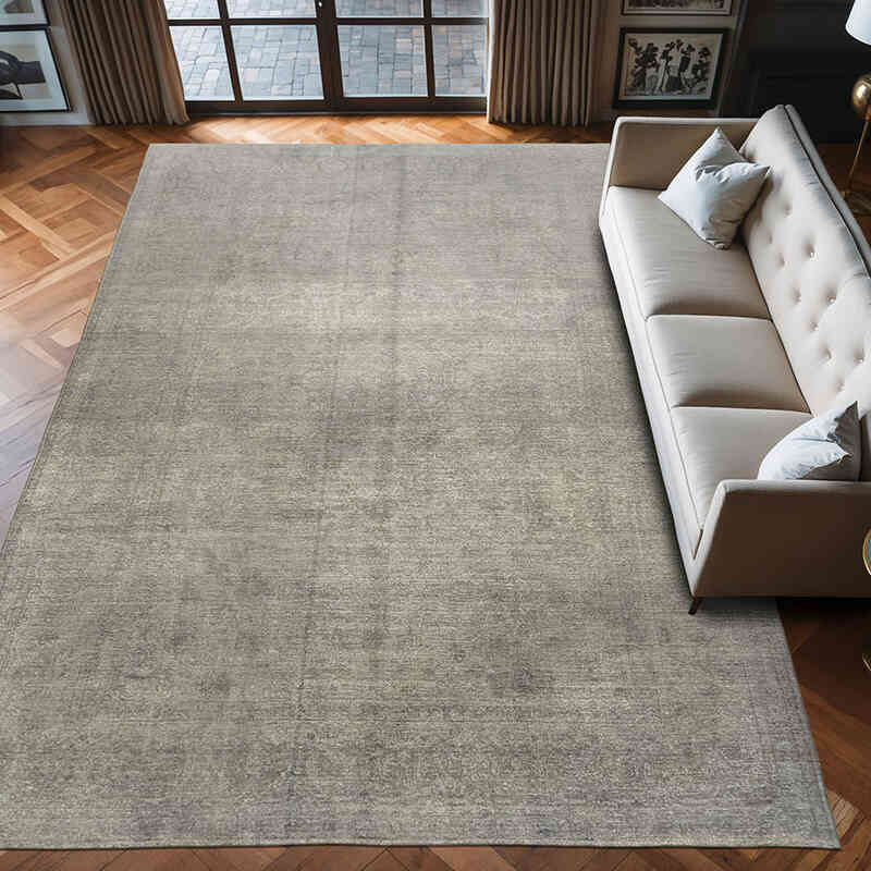 Gris Alfombra Turca Vintage Sobre-teñida - 284 cm x 418 cm - K0064783