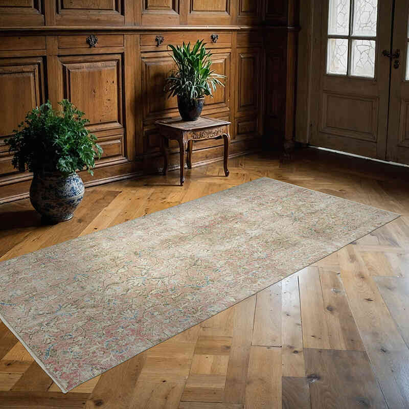 Alfombra Vintage Turca Anudada a Mano - 115 cm x 248 cm - K0065076