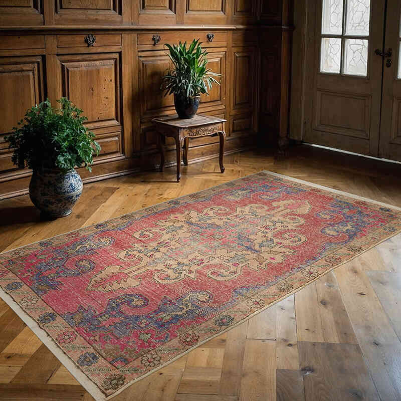 Alfombra Vintage Turca Anudada a Mano - 140 cm x 236 cm - K0065116