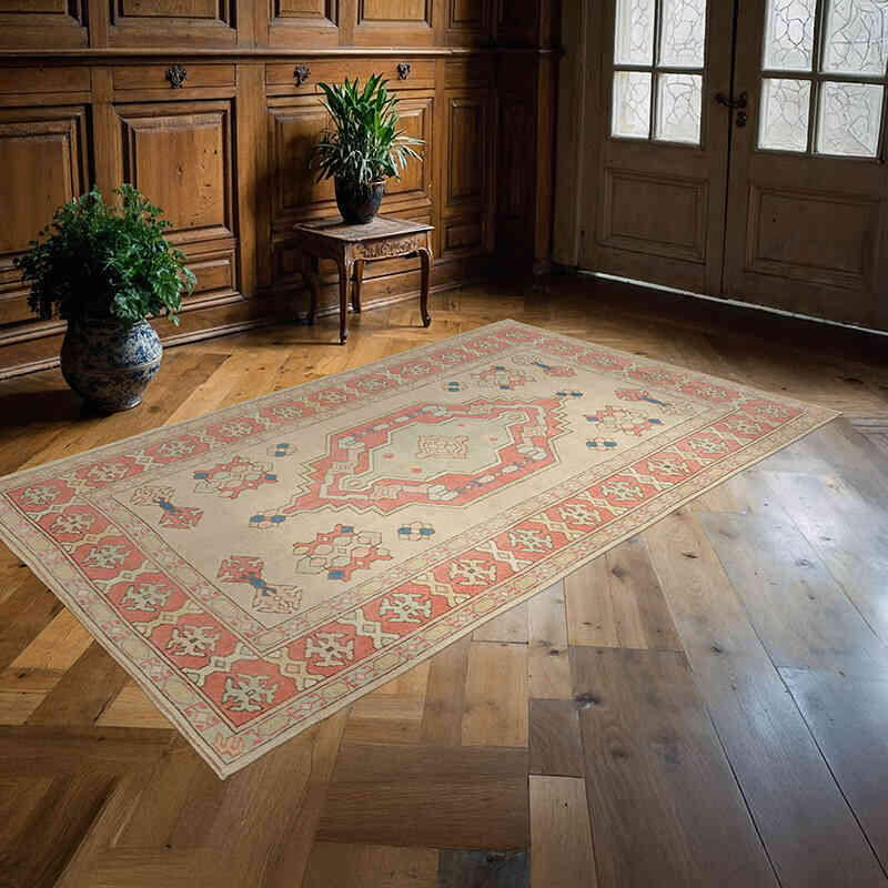 Alfombra Vintage Turca Anudada a Mano - 139 cm x 226 cm - K0065129