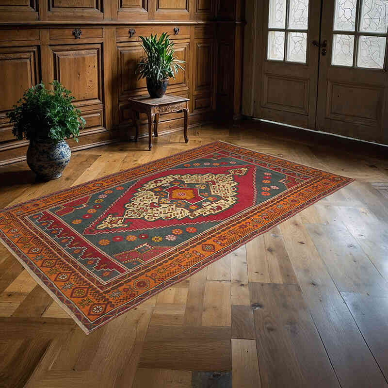 El Dokuma Vintage Halı - 131 cm x 222 cm - K0065145