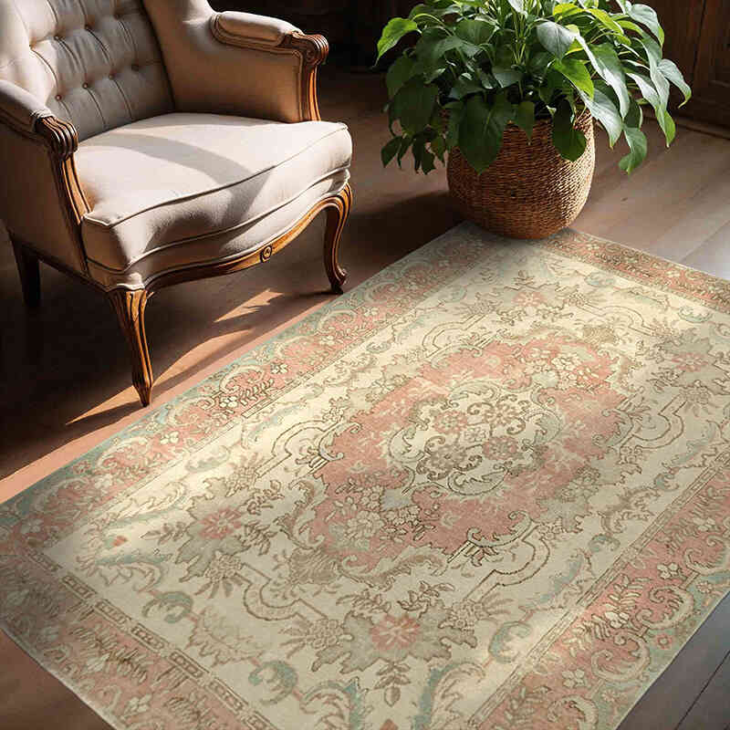 El Dokuma Vintage Halı - 142 cm x 176 cm - K0065156