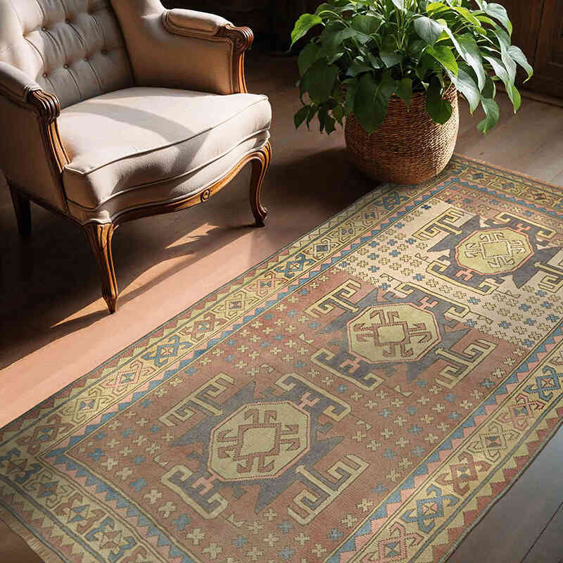 Vintage Turkish Hand-Knotted Rug - 4' 8" x 7' 3" (56" x 87") - K0065157