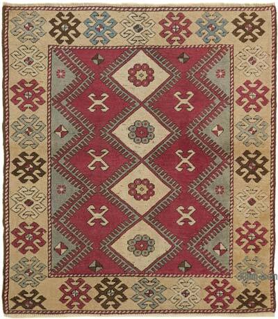 El Dokuma Vintage Halı - 106 cm x 120 cm
