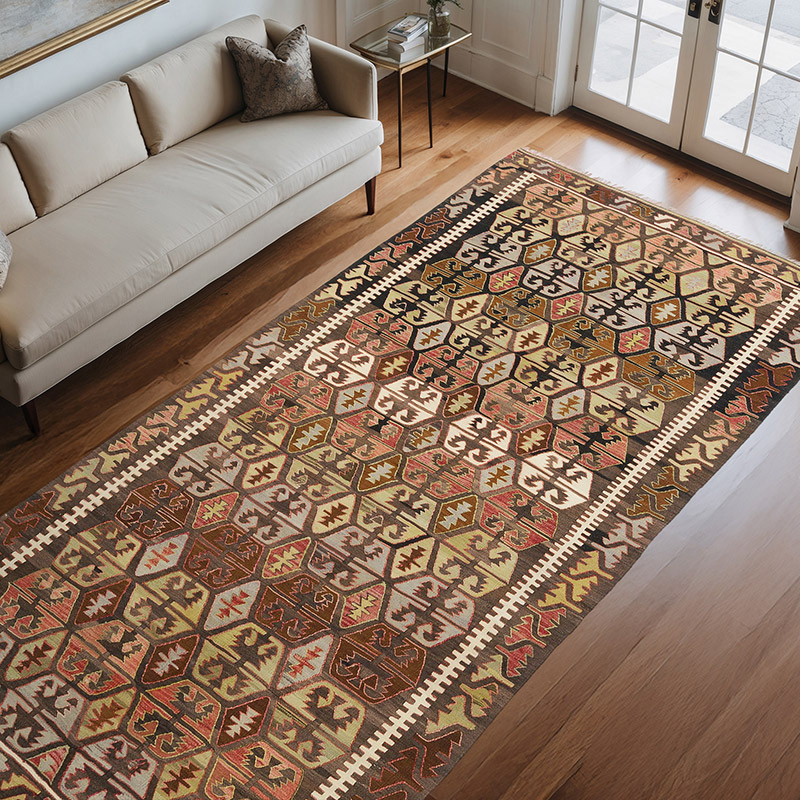 Vintage Konya Kilim Rug - 5' 7" x 10' 9" (67" x 129") - K0065296