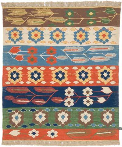 New Handwoven Turkish Kilim Rug - 3' 5" x 3' 11" (41" x 47")