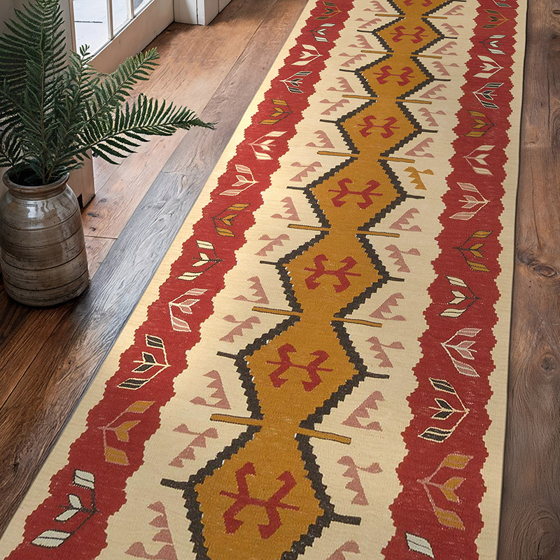 New Handwoven Turkish Kilim Runner - 3' 1" x 10' 7" (37" x 127") - K0065400