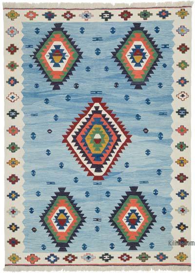 New Handwoven Turkish Kilim Rug - 5' 8" x 7' 9" (68" x 93")