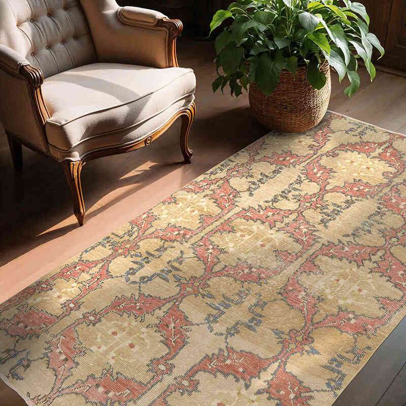 Vintage Turkish Hand-Knotted Rug - 4' 6" x 7'  (54" x 84") - K0065503