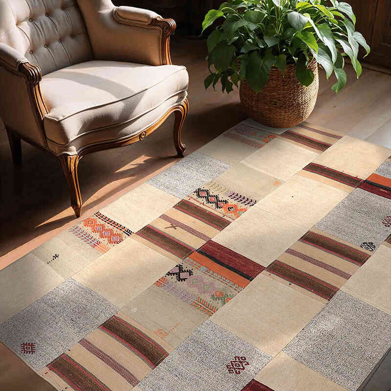 Alfombra Kilim de Retazos - 150 cm x 180 cm - K0065526
