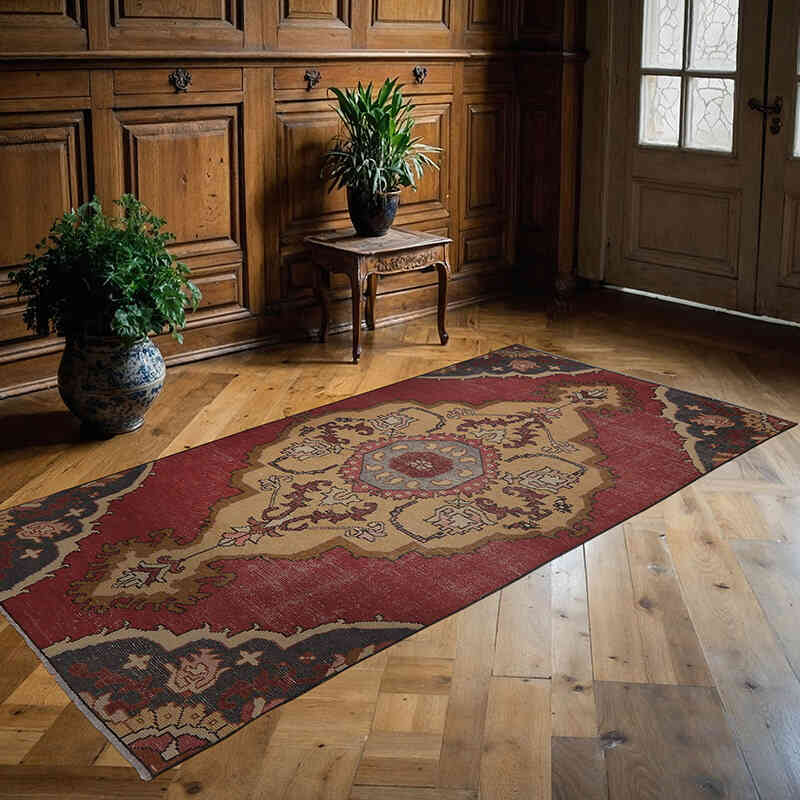 Alfombra Vintage Turca Anudada a Mano - 114 cm x 242 cm - K0065545