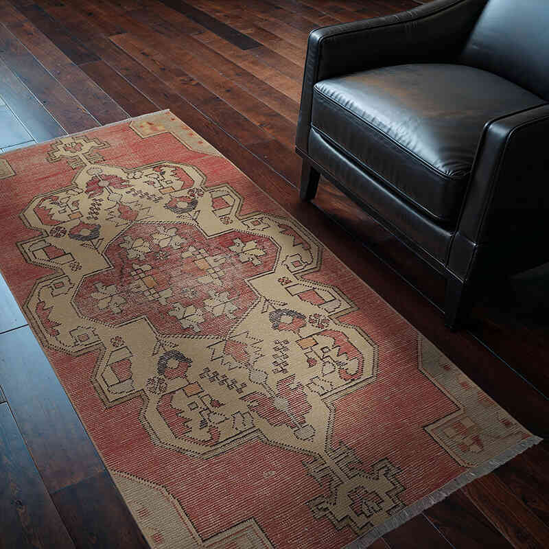 Alfombra Vintage Turca Anudada a Mano - 102 cm x 185 cm - K0065548
