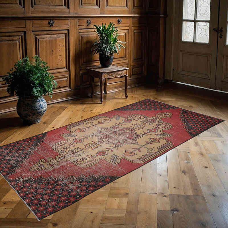 El Dokuma Vintage Halı - 107 cm x 230 cm - K0065553