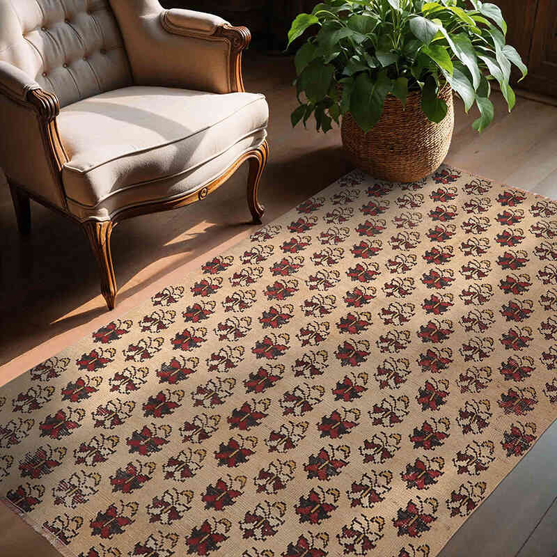 Alfombra Vintage Turca Anudada a Mano - 135 cm x 196 cm - K0065555