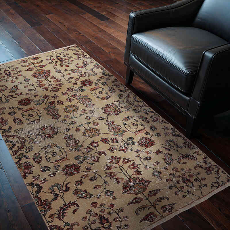 Alfombra Vintage Turca Anudada a Mano - 107 cm x 178 cm - K0065591