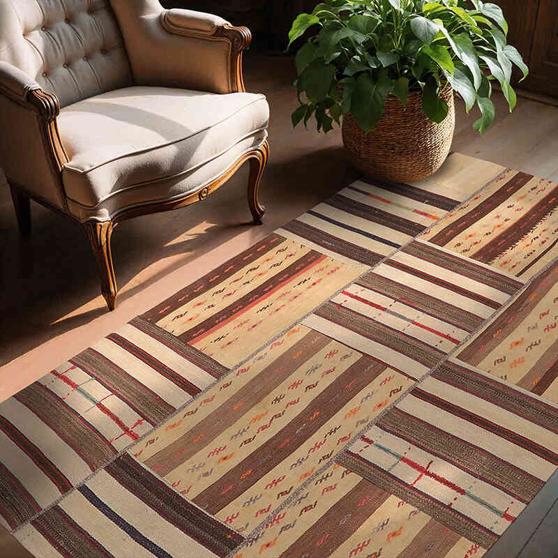 Patchwork Kilim Rug - 4' 7" x 6' 11" (55" x 83") - K0065606