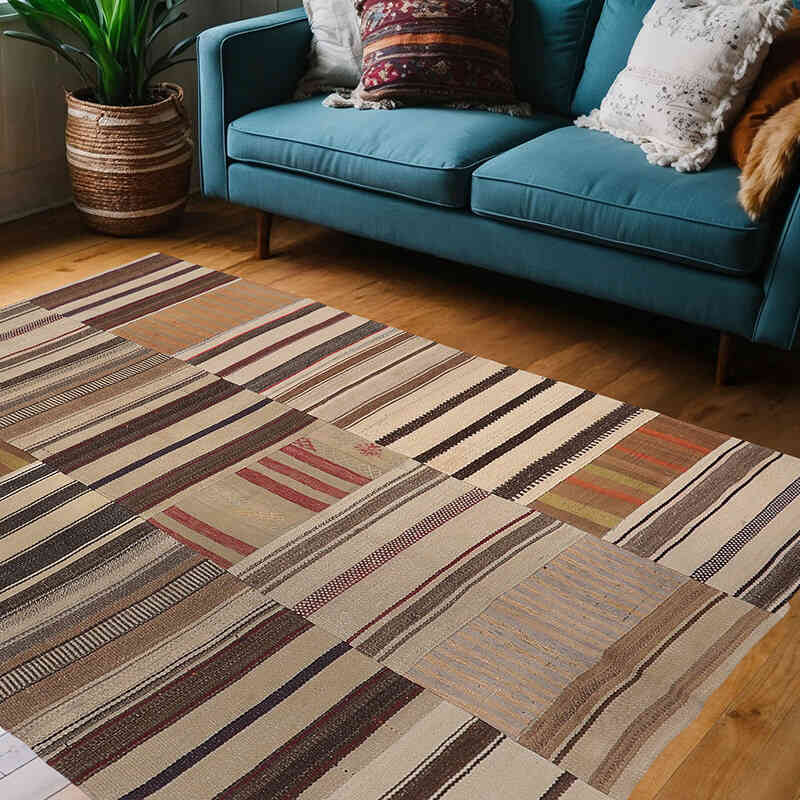 Alfombra Kilim de Retazos - 136 cm x 200 cm - K0065608