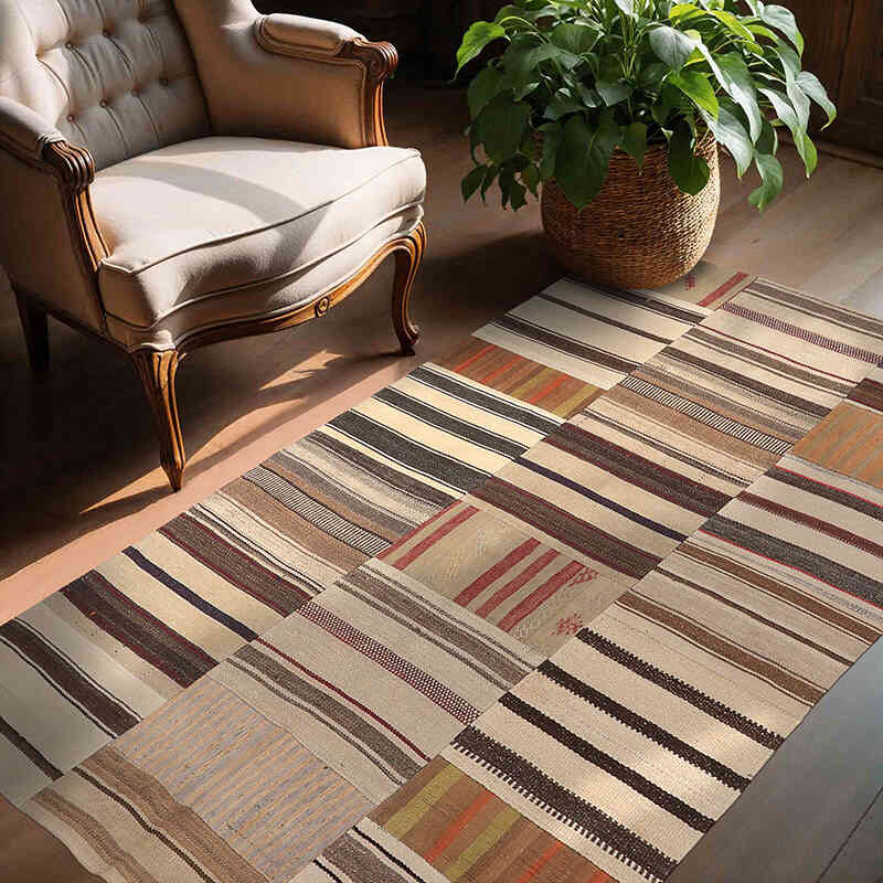 Alfombra Kilim de Retazos - 136 cm x 200 cm - K0065608