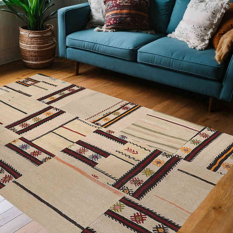 Alfombra Kilim de Retazos - 135 cm x 208 cm - K0065616