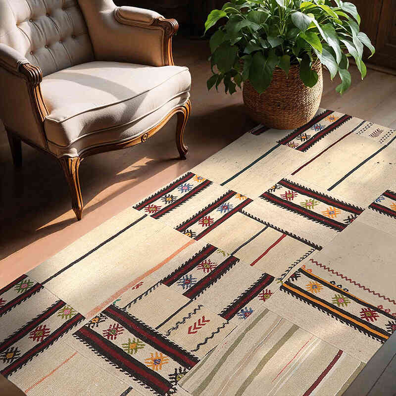 Alfombra Kilim de Retazos - 135 cm x 208 cm - K0065616