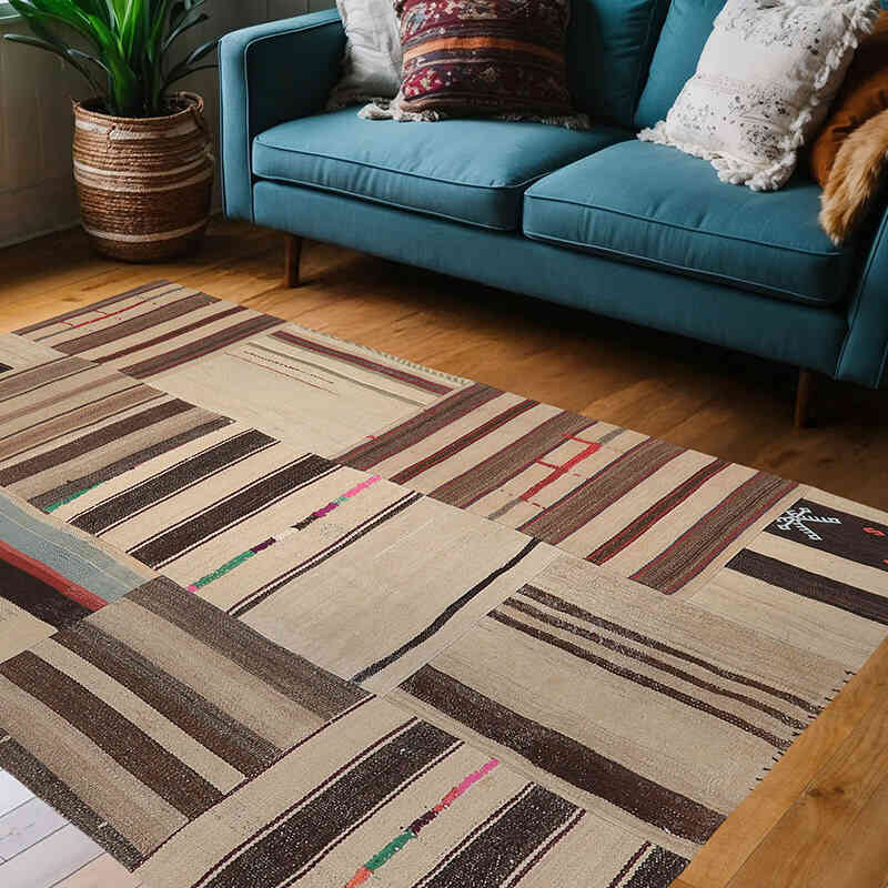 Patchwork Kilim Rug - 4' 5" x 6' 8" (53" x 80") - K0065617