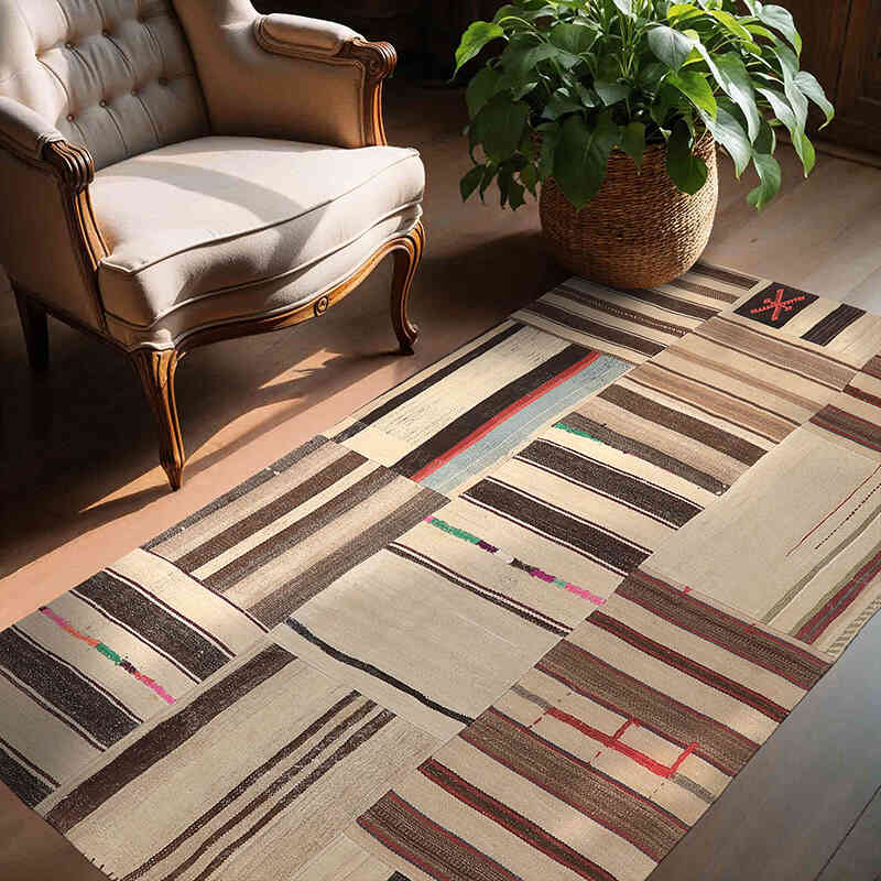 Patchwork Kilim Rug - 4' 5" x 6' 8" (53" x 80") - K0065617
