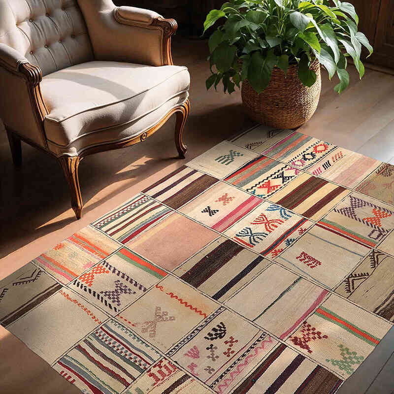 Patchwork Kilim Rug - 4' 4" x 5' 8" (52" x 68") - K0065618