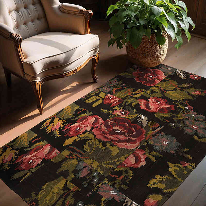 Patchwork Kilim Rug - 4' 3" x 6' 1" (51" x 73") - K0065623