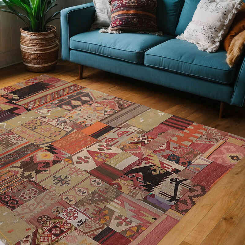 Alfombra Kilim de Retazos - 143 cm x 201 cm - K0065634