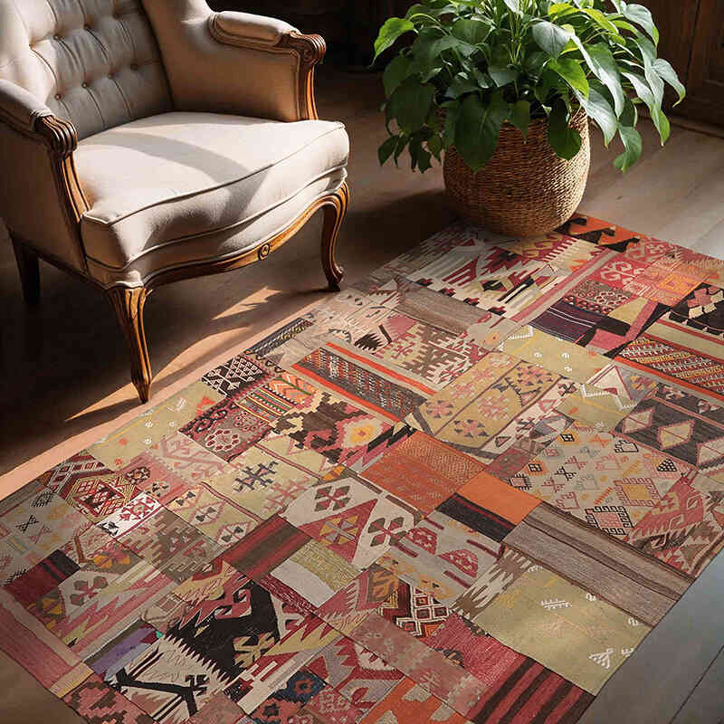Alfombra Kilim de Retazos - 143 cm x 201 cm - K0065634